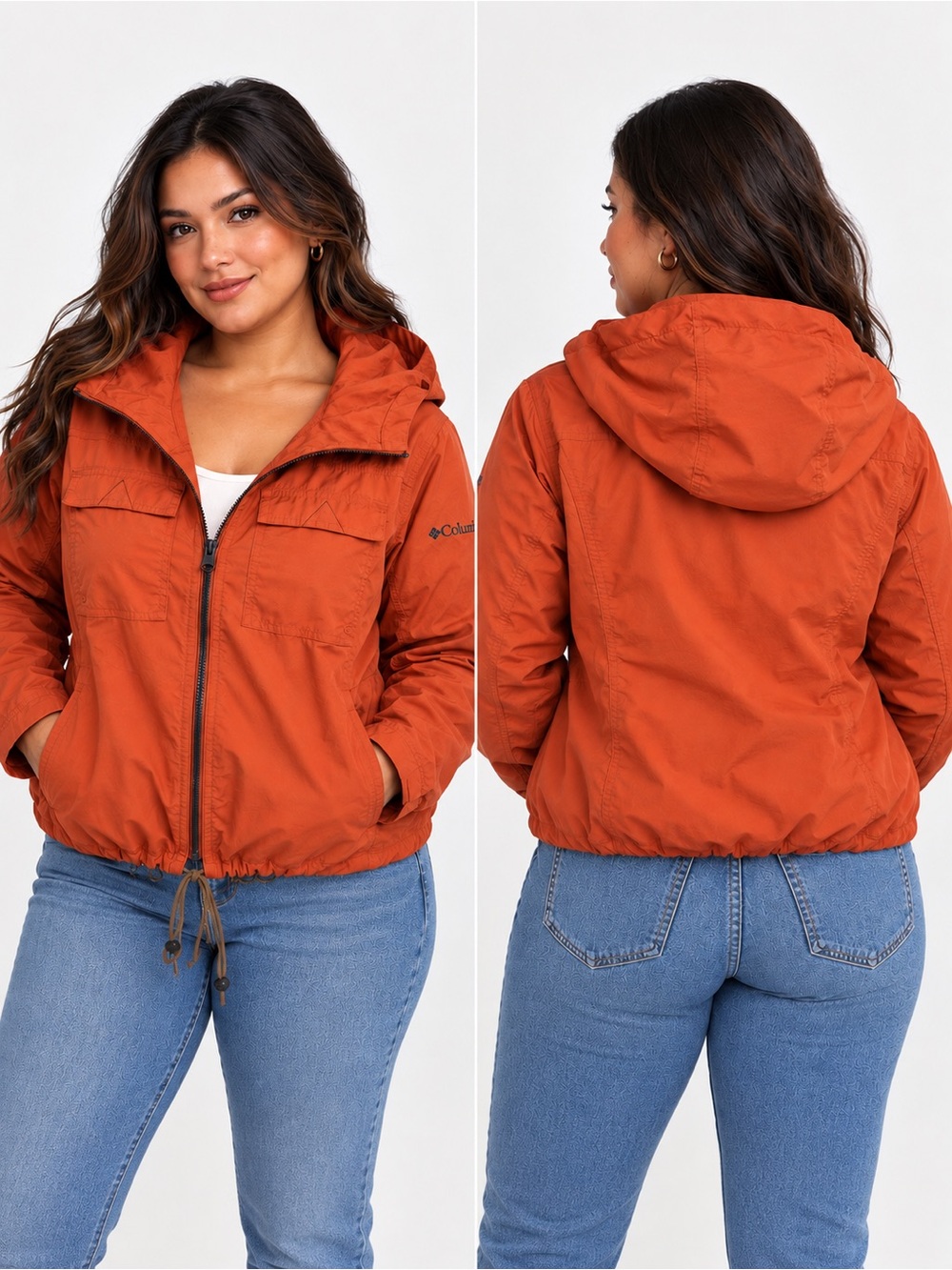 Women’s Columbia Women’s Orange Hooded Lightweight Utility Jacket SZ XL